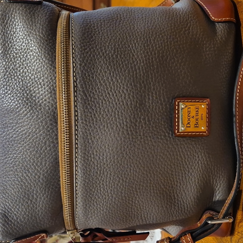 Dooney & Bourke Pebbled Leather Crossbody in Gray and Tan
